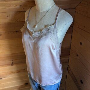 Anthropologie Light Pink Lace Trim Cami